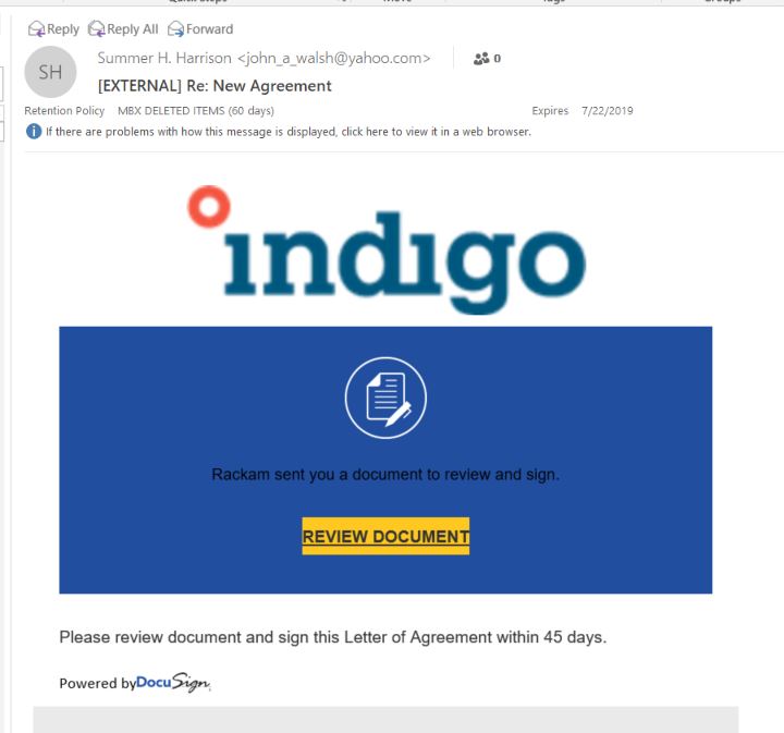 Dan_Bury's tweet photo. Not today spambots...not today.  For a guy who slings a ton of DocuSigns I almost got click happy here but I got you.  I haven't even had my Pepsi yet today and still caught this. #delete #blocksender #emptyjunk #moveon https://t.co/L6j2dTxcH2