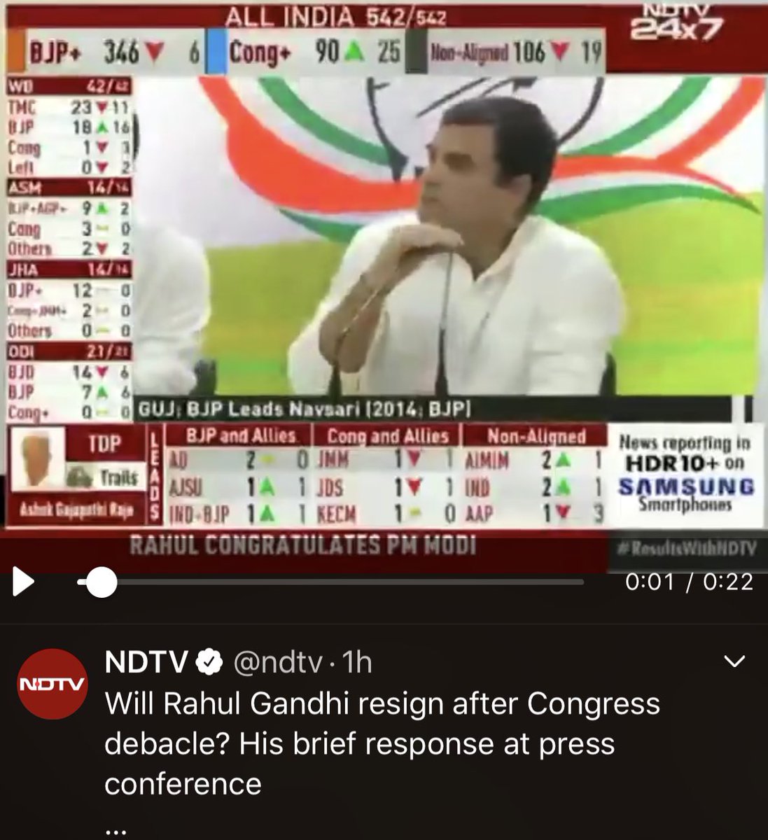 The writing is on the wall. It’s time for @INCIndia to introspect about their existence under dynasty. #GandhiHataoCongressBachao It’s high time for #GandhiMuktCongress #Elections2019results