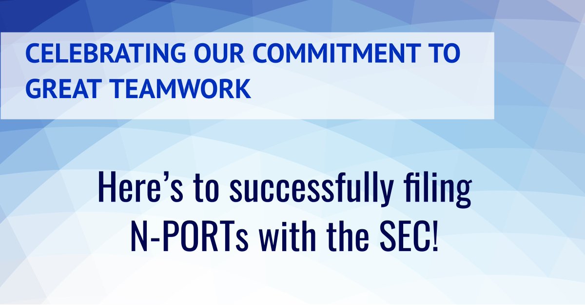 With over a year’s worth of preparation and lots of internal teamwork &amp; coordination to complete 100+ data fields, we've successfully filed N-PORTs &amp; N-PORT EXs w/ the SEC on behalf of our client funds. Congrats Team Ultimus for completing this before the 5/30 deadline!