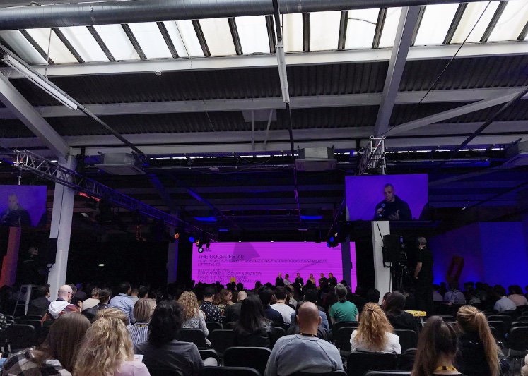 huckletree's tweet photo. . First up, The GoodLife 2.0 - @enviroarmy fired us up with his take on promoting sustainable lifestyles: “Write a different script. The current one takes us unquestionably to extinction. Every single brand has a part in writing the future.” 🙌🌍 #dandad19 https://t.co/BiHHFgqqeE