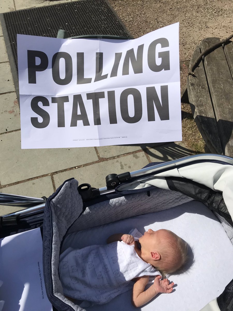 We’ve just been to vote - his first elections at 10 days old. Wonder how many times he’ll go before he’s 1?! #babiesatpollingstations