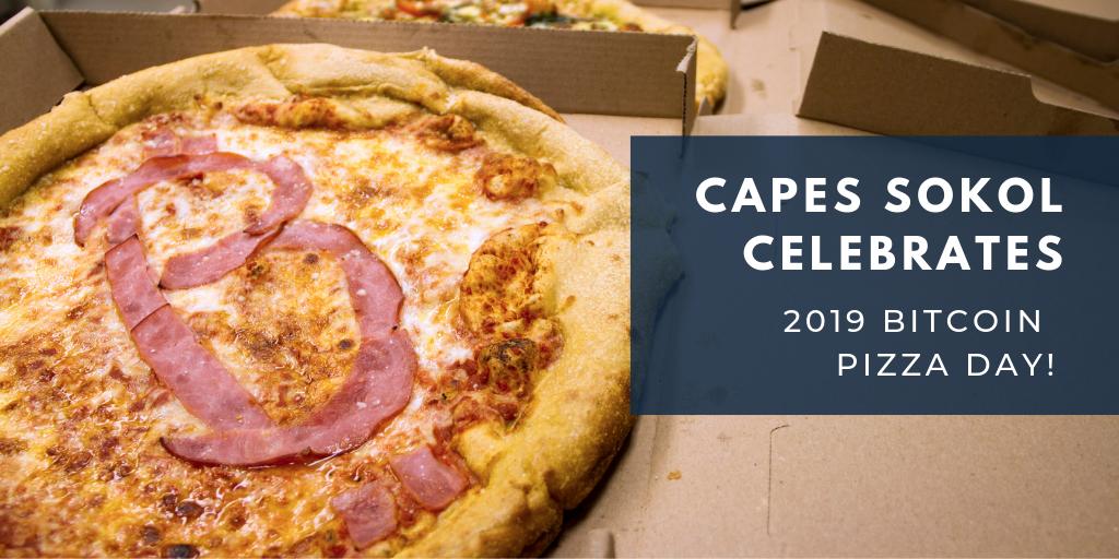 CapesSokol's tweet photo. On May 22nd, Capes Sokol celebrated "Bitcoin Pizza Day" with a firm pizza party! "#BitcoinPizzaDay" recognizes the first reported exchange of #bitcoin for a tangible good or service – a pair of Papa John’s pizzas. #BitcoinPizza #cryptocurrency #bitlaw https://t.co/DTBul8VooE https://t.co/egh6UfkXop