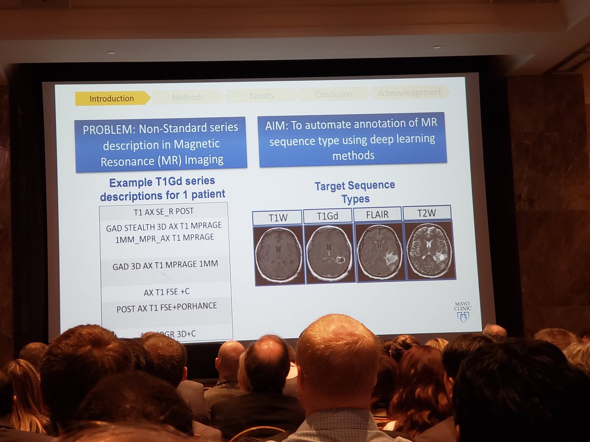 kwsingleton's tweet photo. Dr. Sara Ranjbar presents her work using AI to classify MRI subtypes. Greatly accelerates type annotation to help our glioma image analysis workflow. @gliomath #MathOnc #AI #MayoClinic #MayoClinicAI https://t.co/Q5tV935Um2