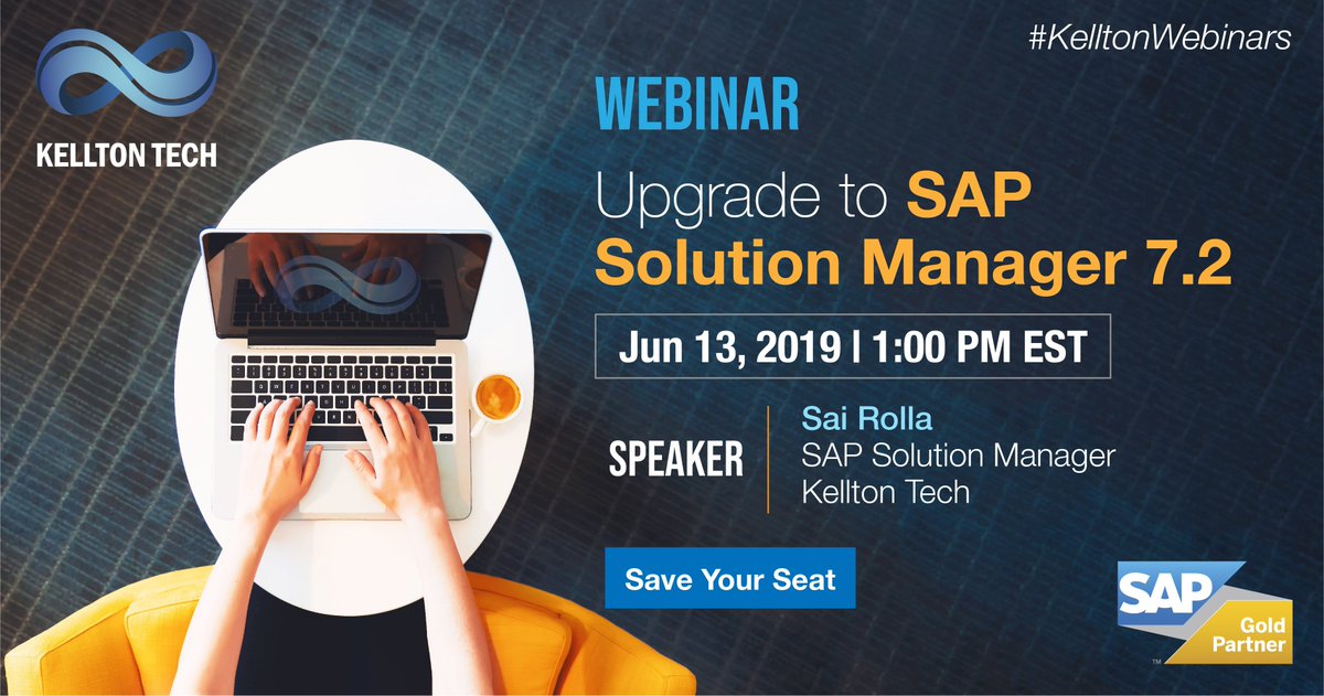 KelltonTech's tweet photo. What's new and what are the implications if you donβt upgrade to #SAPSolutions Manager 7.2? Join the #webinar to learn from our #SAP expert: https://t.co/VVLsDD0Ox6
#DigitalTransformation #Technology #SAPUpgrade #KelltonWebinars https://t.co/94hojLgu1A