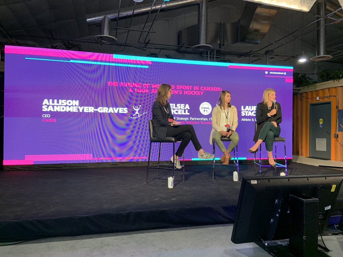RebeccaShanks5's tweet photo. Amazing conversation on the future of Women’s sport in Canada and women’s hockey today @SponsorshipX. There is a big role and opportunity for Sponsorship! Thank you @ASandmeyer @cpurcell_5 @LauraStacey7! @CAAWS @TheCWHL #sponsorshipXTO https://t.co/lg9ZFGCBBw