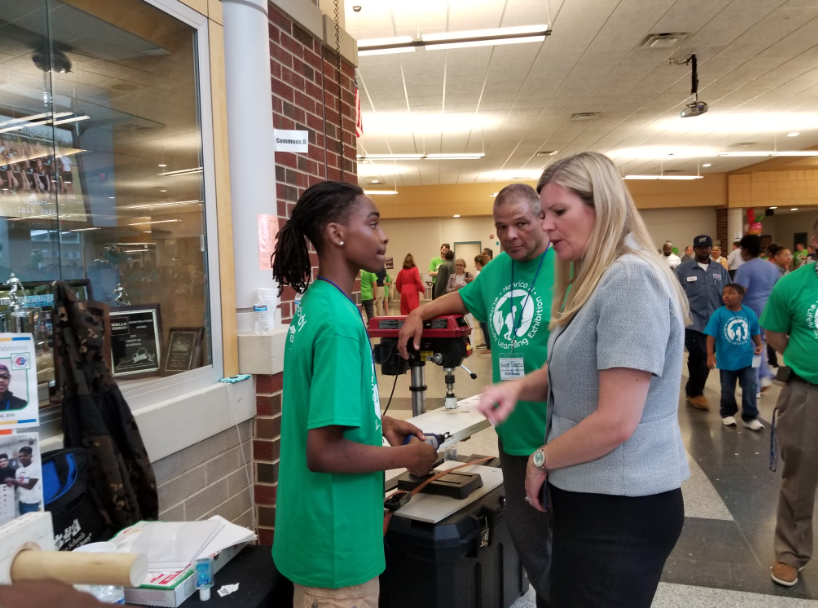 Carrie Simmons (@cmsimmon) on Twitter photo AVR_VREC
Dr. <a href="/AmyCashwell/">Amy Cashwell</a> visits w/AVR students & principal during H21 #LifeReady Exhibition, 5-22-19 at Glen Allen HS. She commended the carpentry students for creating a professional climbing pegboard. L-R, Honaker, Simmons, K. Jackson, N Corbett, Casey, B. Martin, Cashwell. AVR_VREC
Dr. <a href="/AmyCashwell/">Amy Cashwell</a> visits w/AVR students & principal during H21 #LifeReady Exhibition, 5-22-19 at Glen Allen HS. She commended the carpentry students for creating a professional climbing pegboard. L-R, Honaker, Simmons, K. Jackson, N Corbett, Casey, B. Martin, Cashwell.