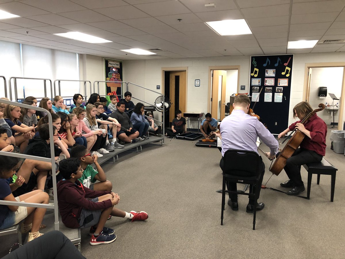 Horace Mann orchestra students with a professional string trio!