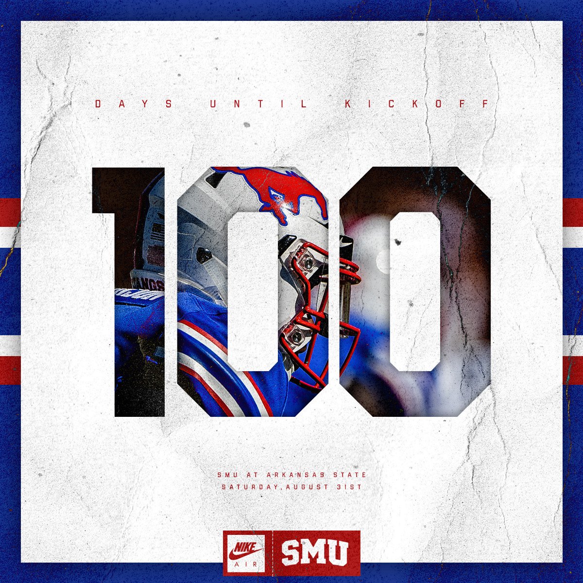 SMUFB's tweet photo. The countdown begins. We're 1⃣0⃣0⃣ days to game one. #PonyUpDallas https://t.co/Vk5t5xQz66
