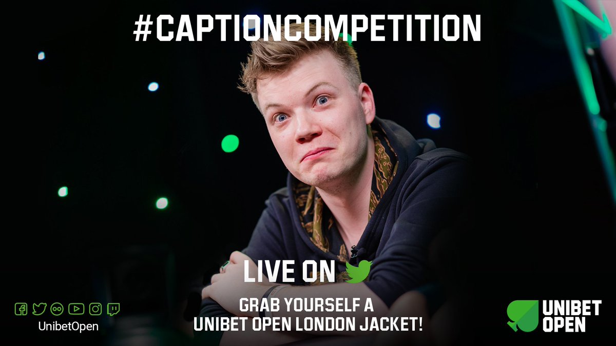 unibetopen's tweet photo. CAPTION COMPETITION TIME! 
Get the creativity going again guys! 
Best answer will be shown on stream Sunday! 
AND the winner gets a Unibet Open London JACKET! 
#ShuffleUpAndTea #UOLondon https://t.co/Nsnzb75pwE