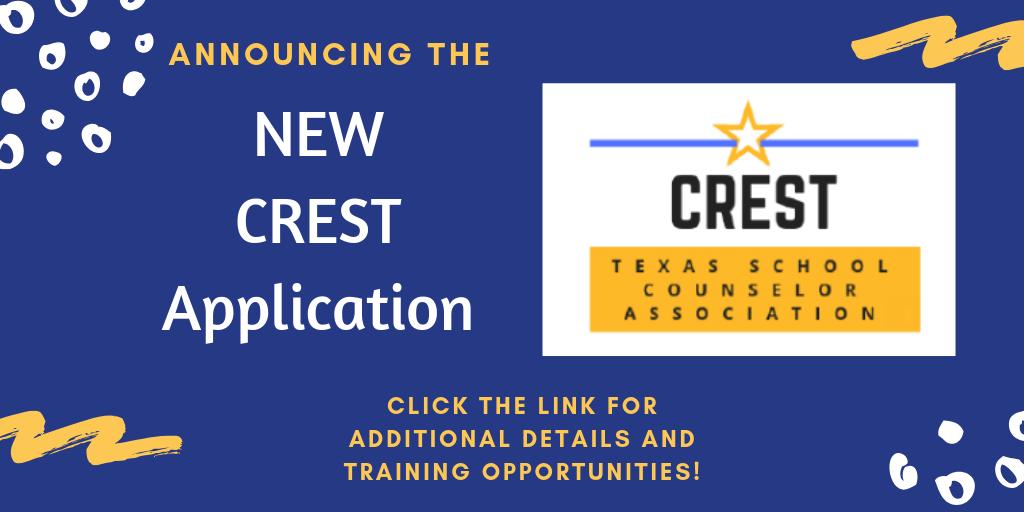 TxSCATweets's tweet photo. 📣Exciting News! 📣  We have rolled out the NEW CREST application and scoring rubric!  HUGE thank you to CREST Co-Chairs @JillAdamsjh and @JenniferAkins17 for your INCREDIBLE work! Click this link for additional information and training opportunities! https://t.co/MD2HMSmO6w https://t.co/Q32ZXCSeR7