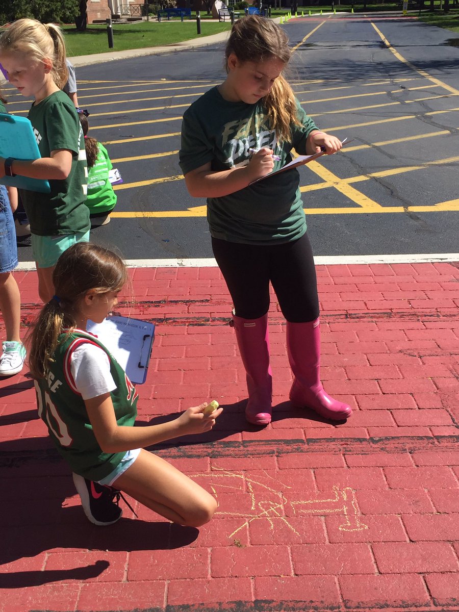 Third grade experts teach their friends about French house vocabulary-no English, just French and chalk. #usmfac #OutdoorClassroomDay