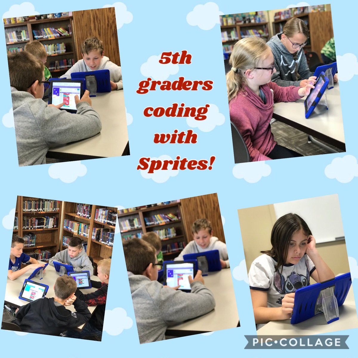Fifth graders working through their coding tech time creating sprites! Super excited learners!@PCSD_FV