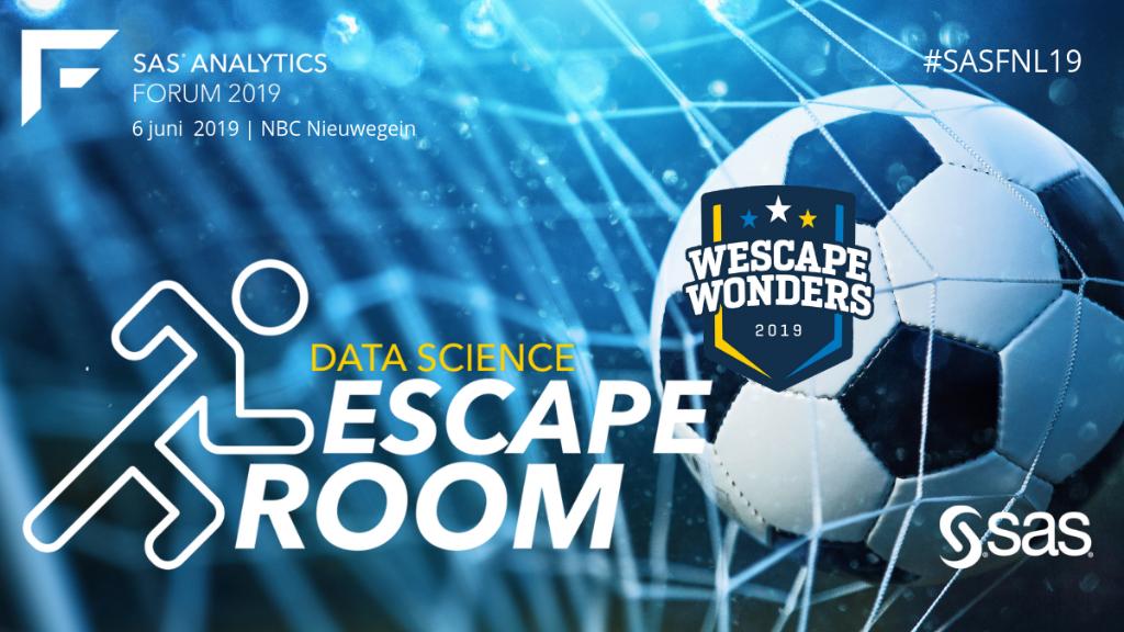 Vind op 6 juni de nieuwe sterspeler voor de Wescape Wonders in de allereerste voetbal Data Science Escape Room; een coproductie van @SASsoftware en @SciSportsNL. Kom dan naar SAS Analytics Forum 2019. 
2.sas.com/6016ElKEa #SASFNL19 #AnalyticsInAction