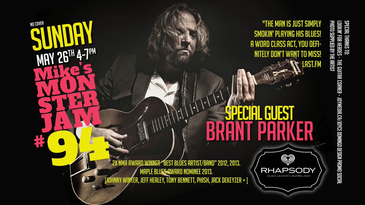 This Sunday 4-7pm Special Guest Brant Parker Monster Jam listen in now and be prepared to boogie PLUS other SURPRIZES! <a href="/Rhapsodybarrel/">Rhapsody Barrel Bar</a> reverbnation.com/brantparker #sundayfunday #victoriapark #boogieondown #shinesomelight #livemusicatitsbest #downtownkitchener