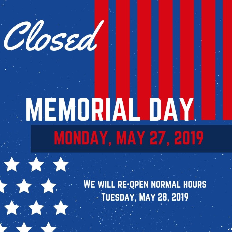 Transfer Station will be closed for Memorial Day as well!
