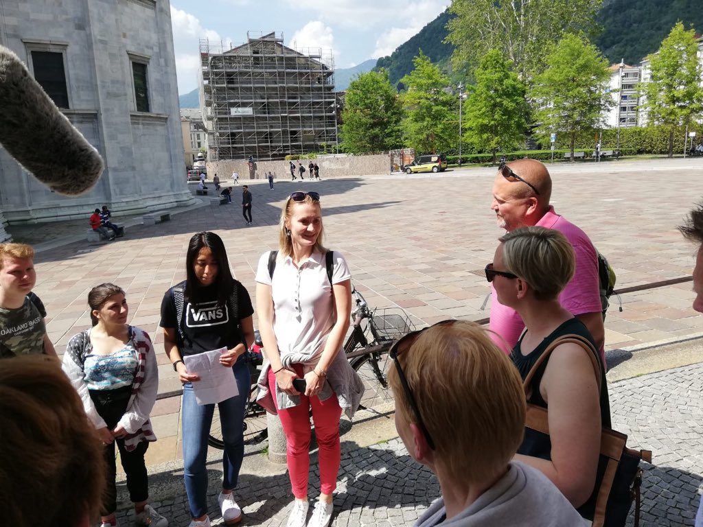 AmiciDiCometa's tweet photo. Our friends from @axxell_finland conclude their study visit with a lunch in #Anagramma and a funny tour in Como guided by the students of the #CometaEnglishClub with prof. @eka_grishi | thanks for coming! #DropInCometa https://t.co/WovhoZEFv5