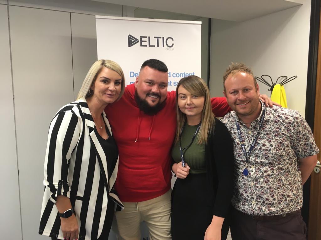Always a pleasure having <a href="/CharlieSloth/">Charlie Sloth</a> in the Deltic HUB and some of the HR team grabbed a snap! #proud2be #Fans