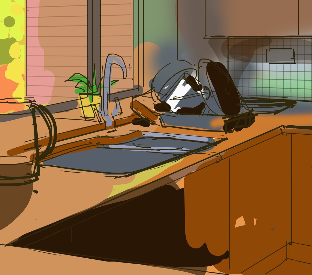 Still life of me kitchen &amp; a couple cheeky steps #art #stilllife #kitchen 