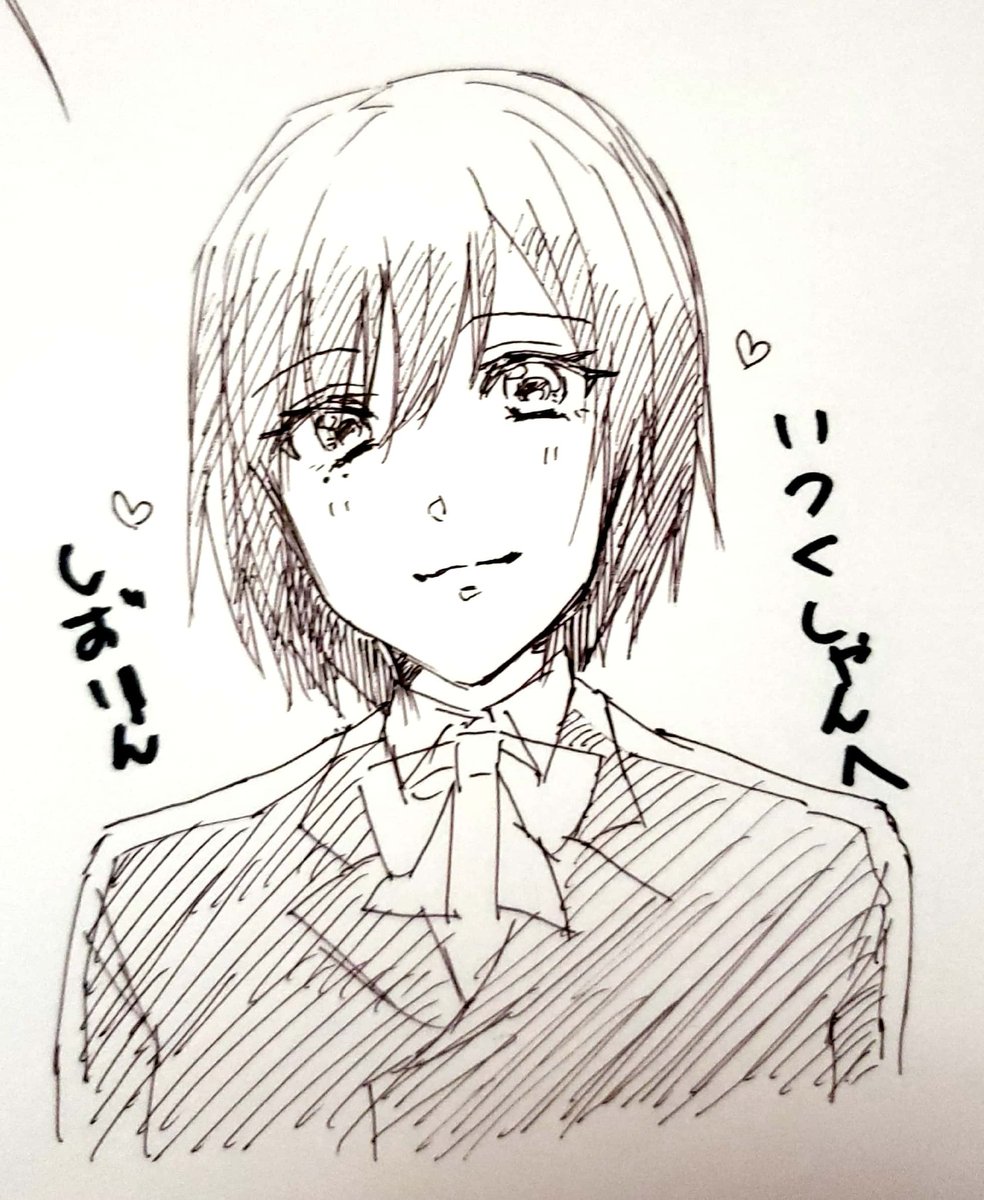 櫻井 穐 いつくしゃん Hallon 0412 しずりんちゃん 描いててずっと可愛い言ってた しずりんちゃん かわいい 反応ありがとうございました いいねしたした人にボールペン一発描き絵を描く