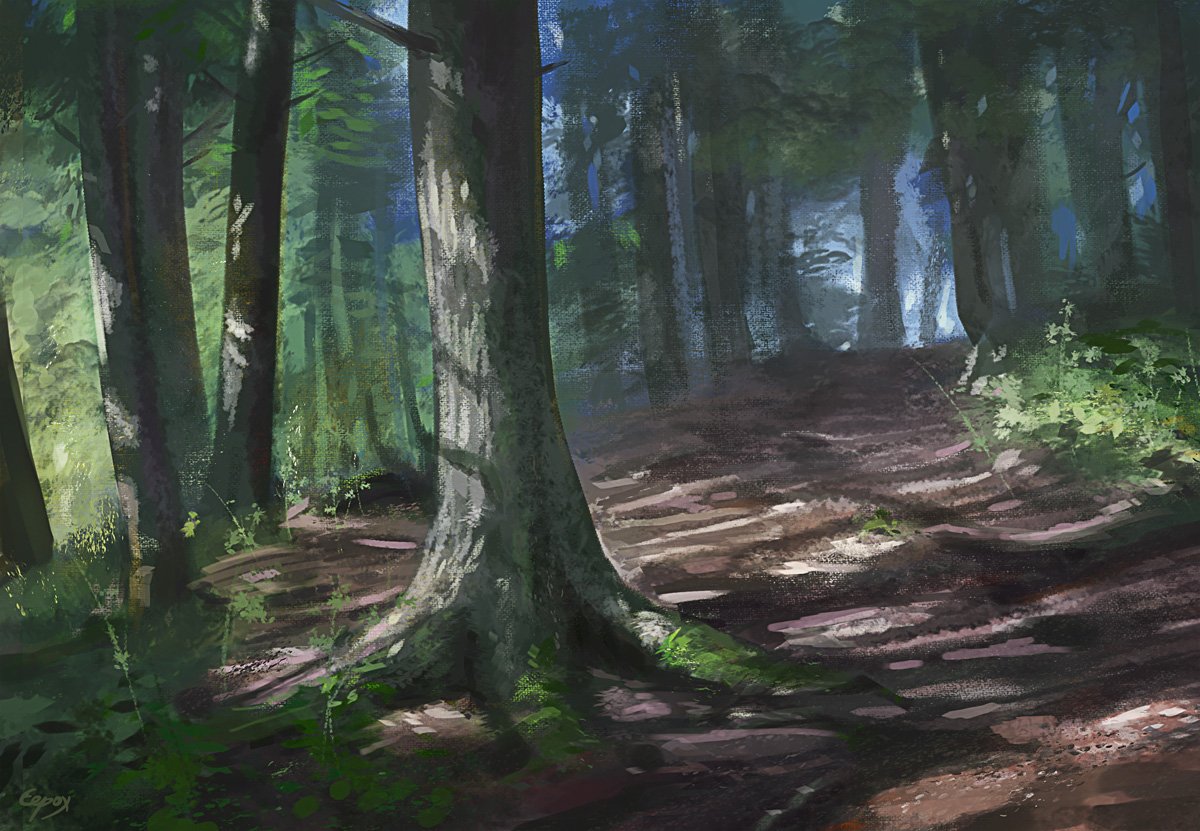 A forest study based on a photo I took years ago #natureart #environmentart #forestart #photoshop #DigitalArtist #illustration #digitalpainting #artpractise