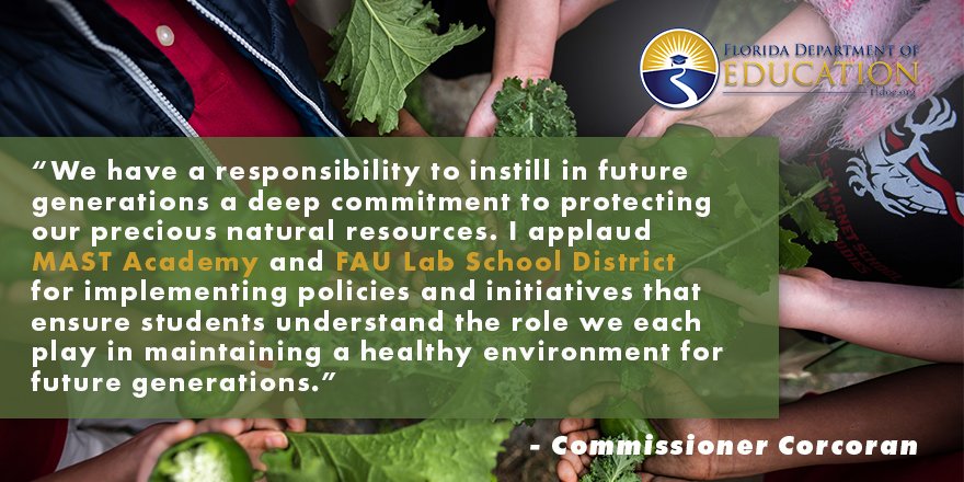 #FLedu: “The U.S. Dept of Edu recognized MAST Academy in Miami-Dade Co. and FAU Lab School District in Palm Beach Co. for their promising school sustainability practices. They're among 35 nationwide honored for their innovative efforts 1/2