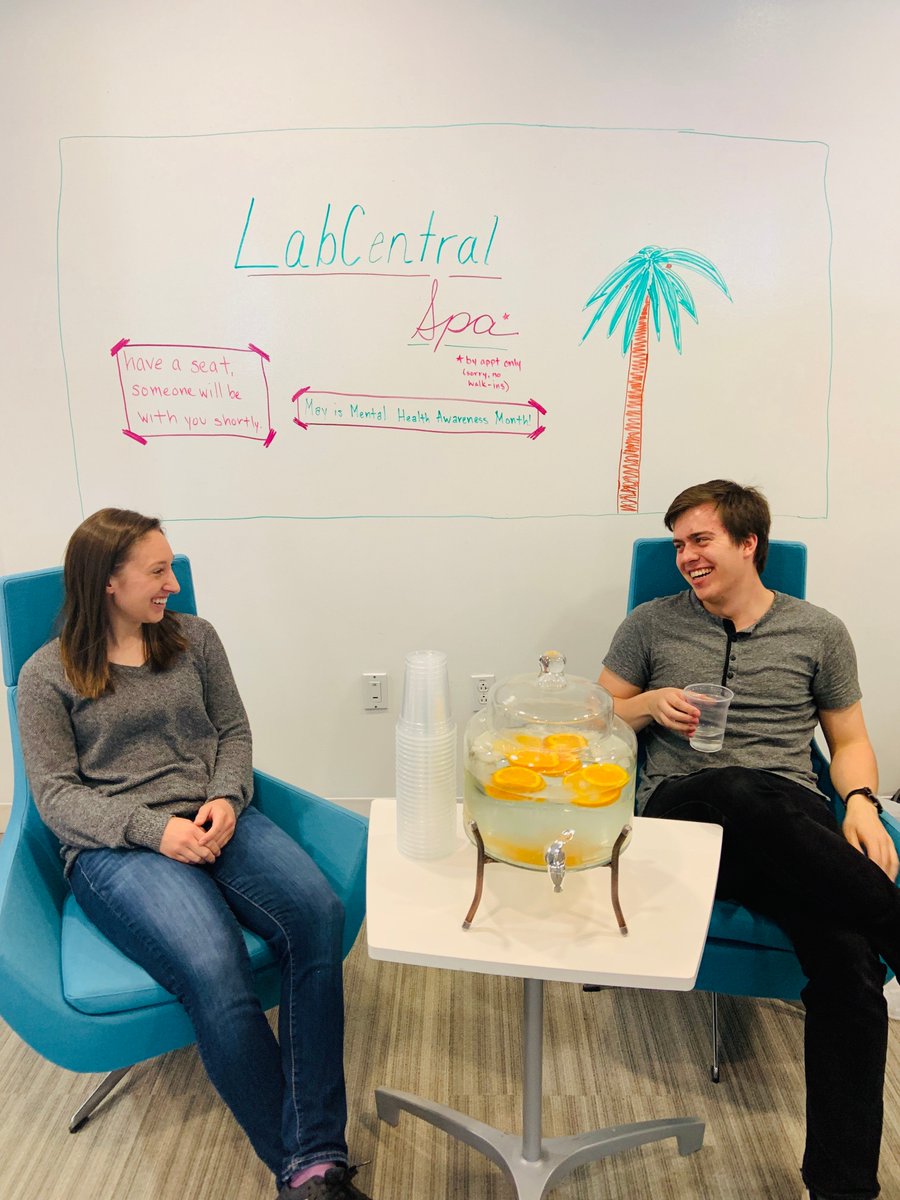 ShaziaMir71's tweet photo. Two Massage Therapists and a baby bring calmness, relaxation and smiles to our residents @labcentral today. May is @MentallHealthh Month after all! #Increasingproductivity #RelievingStress is one of our missions this month @maggieotoole @kristalicata https://t.co/oZqh1tQoE5