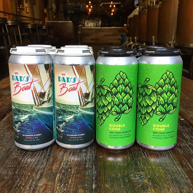 New cans from @alvaradostreetbrewery are in. We’ve got Double Cone West Coast Double IPA and My Dad’s Boat Hazy Double IPA. 🔥🔥🍻🙌🏽 bit.ly/2K5DrIK