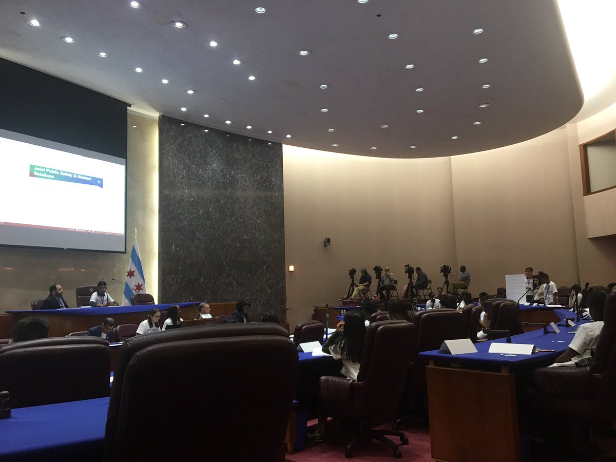 EmmaKornfeld's tweet photo. @ChiPubSchools students leading NOW at #NextGenCityCouncil. Shout-out to all the @CPSCivicLife #ParticipateCivics students and teachers for your important work. Thank you to @chicityclerk for your partnership! https://t.co/AcXkcSFI7u