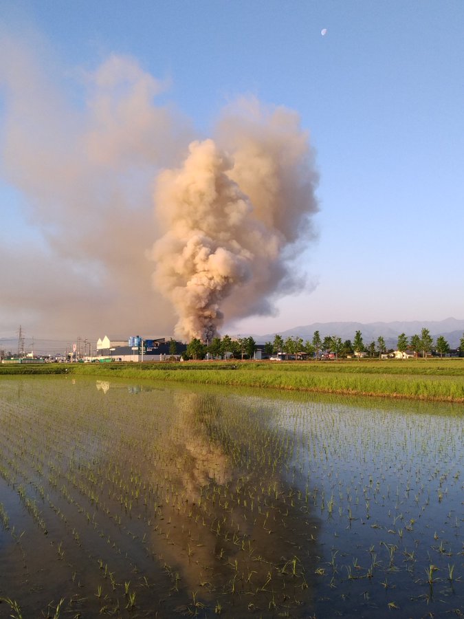 松本市のリサイクル工場「しんえこ」で火事の現場画像