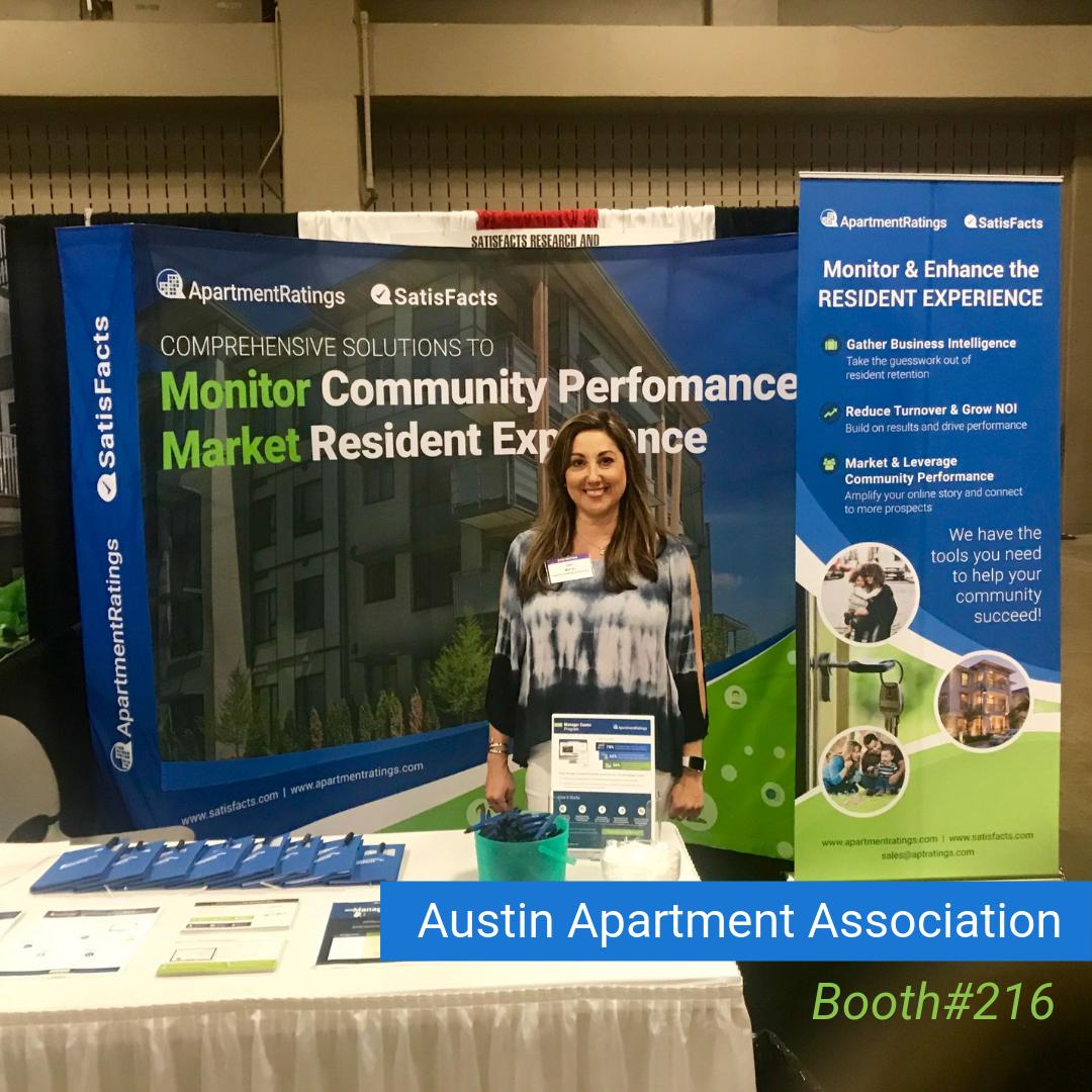 The ApartmentRatings team is at the <a href="/AustinAptAssoc/">Austin Apt Assoc</a> Trade Show today! Visit us at booth #216 to learn more about how our full suite of products and services can help your communities stand out. Our product expert can't wait to meet you all there!
