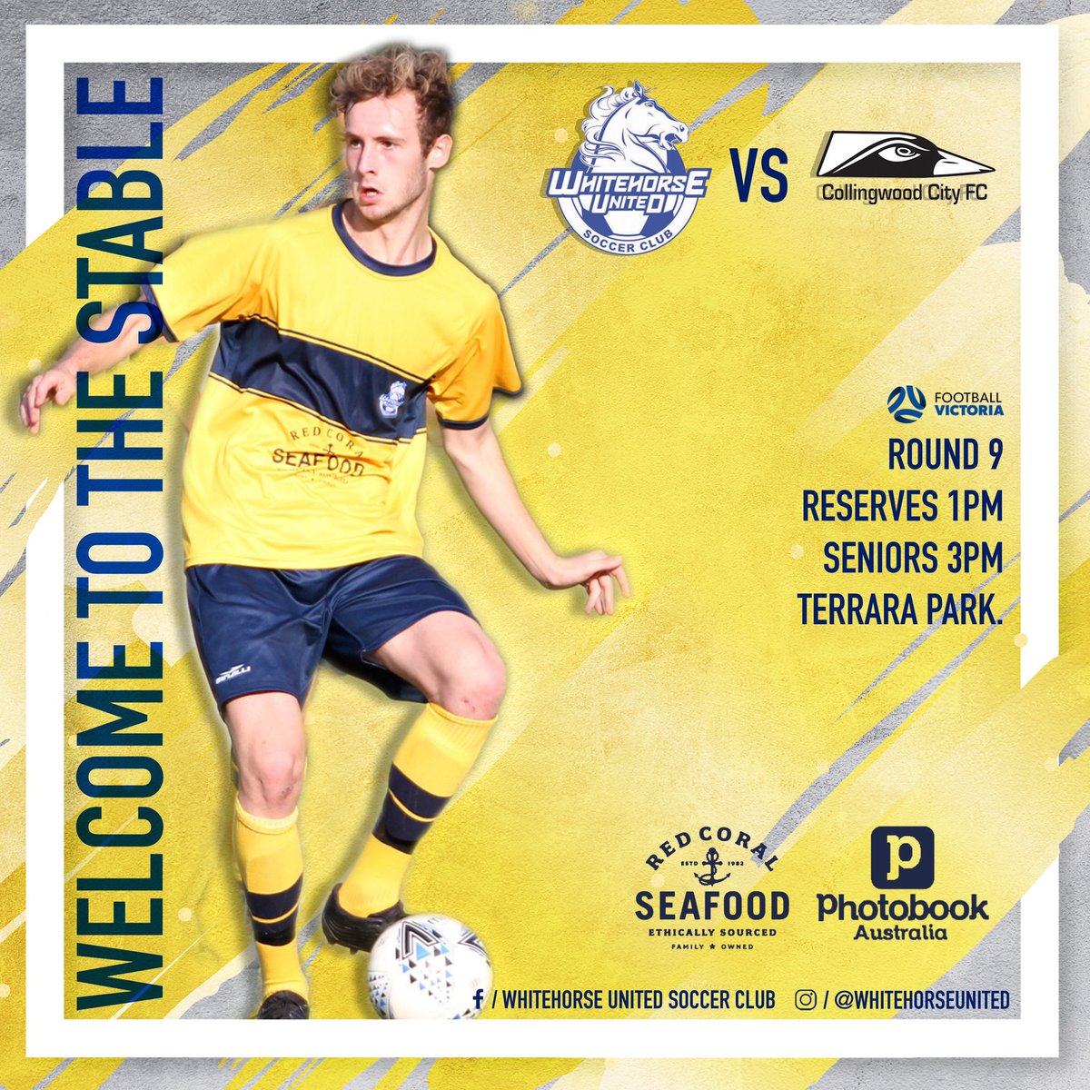 Tomorrow at Terrara Park we take on league leaders Collingwood City. 
Get down nice and early to create the brilliantly vocal atmosphere that we know and love as we seek to make it 7 wins to start the season. #whitehorseunited #upthehorse #welcometothestable 📸 <a href="/sportingwall/">TSW</a>