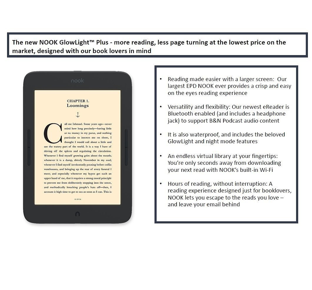 BNNatomas's tweet image. The brand new #NOOKGlowlightPlus will be available exclusively in stores only on #MemorialDay! Call us or sign up in-store to be notified as soon as your #GlowlightPlus is available for purchase! #nook #nookglowlight #readbooks #buybooks #shoplocal #visitabookstore #sacramento