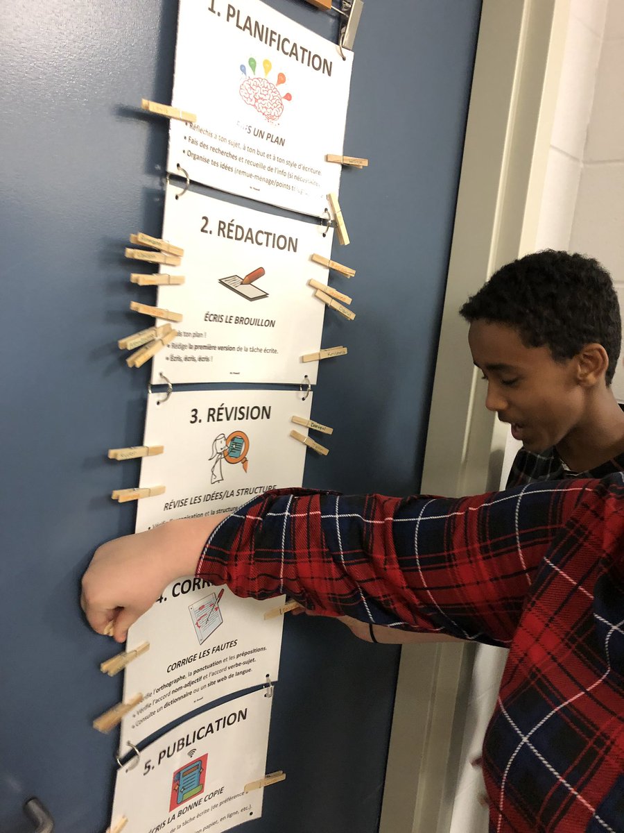 MonsieurPowell's tweet photo. Great seeing 7MP @louisearbourfi students using our self-monitoring writing ladder as they independently flow through the 5-step #recursive #writing #process to complete their French letters! #plan #write #peeredit #correct #publish #french #literacy https://t.co/LdzJgJXKOj