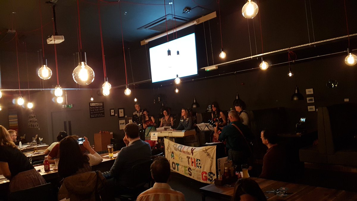 And finally tonight it's our headline act <a href="/DollyPegsBand/">Dolly and the Clothespegs</a>, playing a beautiful set while we tot up the shortlist of scribbles and drawings while dancing at the back! #pint19reading #pint19
