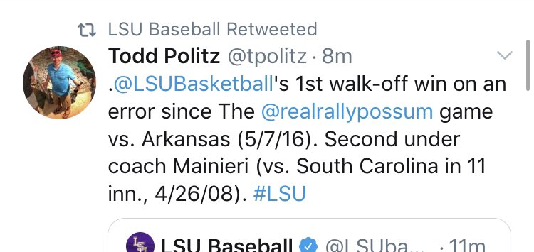 claycraft1's tweet photo. @mandygoodbread Your LSU street cred is real high last!!! https://t.co/TFNqjYjvPO