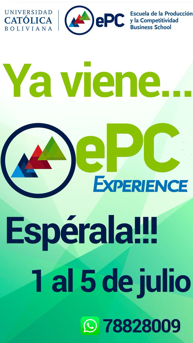 ePC_UCB's tweet photo. Del 1 al 5 de julio, sé parte de la #ePCExperience; conocerás más acerca de nuestras nuevas carreras:
Ingeniería en negocios y tecnologías de información
Ingeniería de negocios y ciencia de datos
Licenciatura en negocios y diseño
Más información deja:
https://t.co/XEwVrIh22P https://t.co/48cqqibBHx