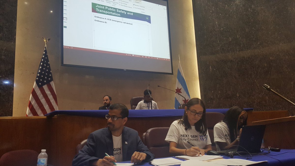 teach_mich's tweet photo. @BJCAEagles and @Amundsen_HS @CPSCivicLife "alderpersons" present their collaborative jointly written ordinance proposing "Emergency Call Devices" (call boxes like colleges have) throughout the city. It passes! @AnnaValenciaIL @chicityclerk
#WeRunCouncil #EngageCPS https://t.co/C2xUfCMGbO