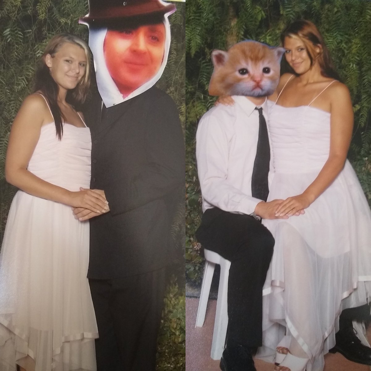 StayshasWeird's tweet image. I'm 6' tall as is and I wanted to wear 6" heels to prom. Since no guy at school was tall enough I hired a guy who was 6'8" to go to prom with me. I didn't know or like the guy so I "fixed" my prom pics after I got them. #promfail