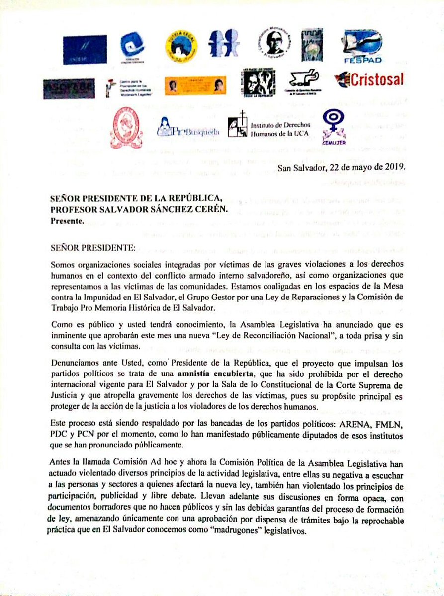 DPLF_info's tweet photo. We're deeply concerned that #ElSalvador Congress will pass proposed amendment to “Amnesty Law” today.
We urge the int'l community to take a firm stance in the defense of the rule-of-law & #HumanRights & to publicly urge Congress to refrain from approving this legislature. https://t.co/Hp2iSL2J0A