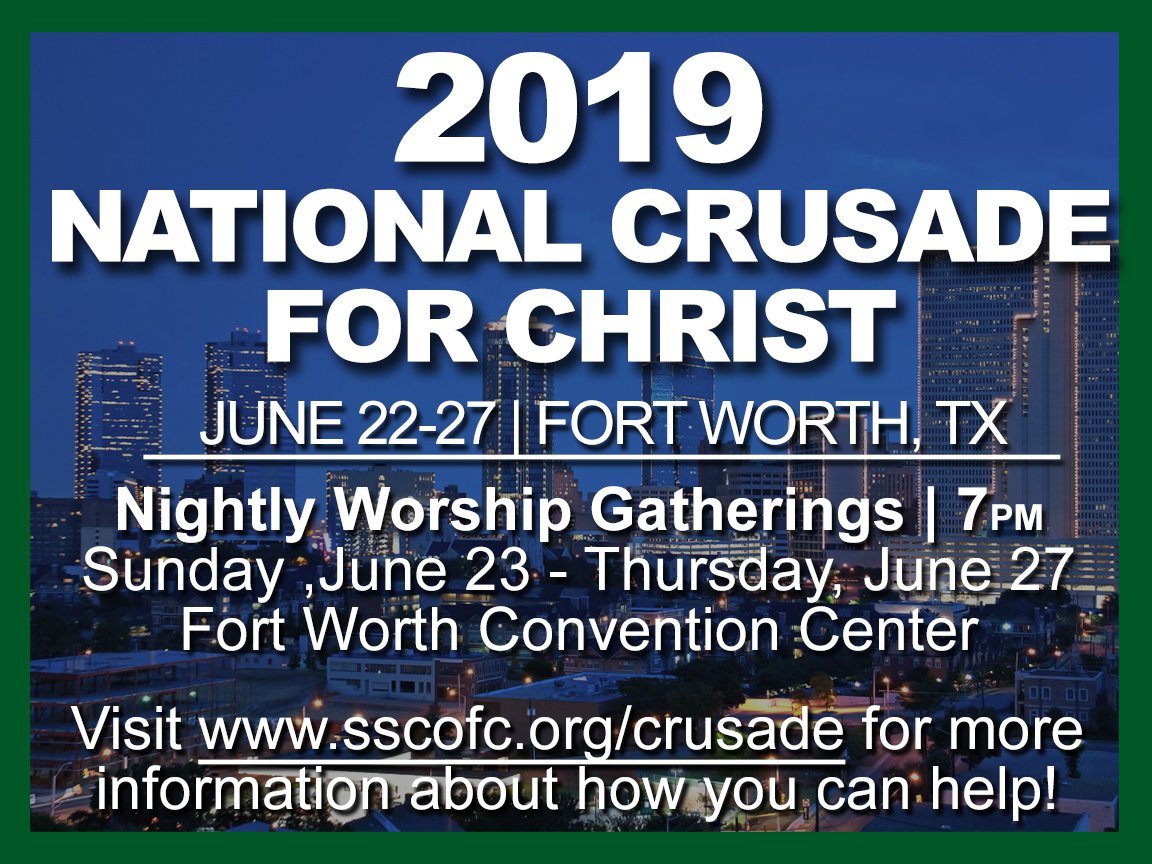You can help spread the Gospel in Fort Worth this Summer! Visit sscofc.org/crusade for details about how you can help
