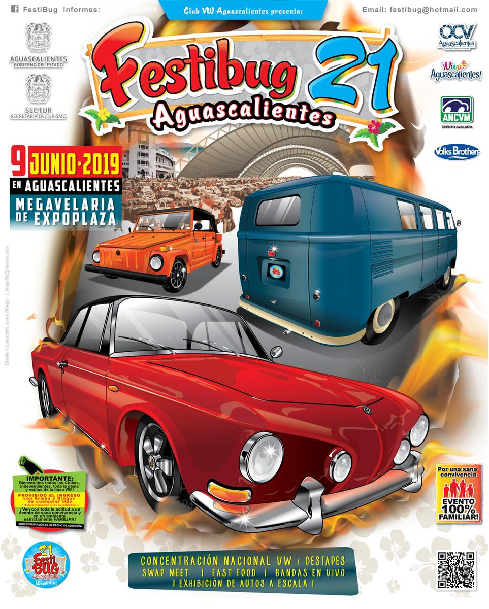 Aguascalientes's tweet photo. Llega a Aguascalientes el #Festibug Concentración nacional de VW, este 9 de junio en la megavelaria de expoplaza. Encontrarás destapes,swap meet, bandas en vivo, exhibición de autos a escala y mucho más en un ambiente 100% familiar. #VivaAguscalientes #EmocionesPorDescubrir https://t.co/nfJUKBl4xk