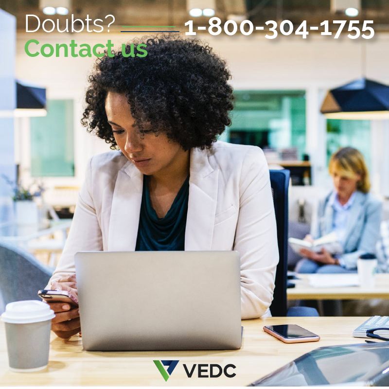 VEDC_business's tweet photo. We are easy to reach, call our toll-free number, email our help desk, or visit our team wherever we have an office. 

We’re always here for you.

1-800-304-1755 | info@vedc.org

https://t.co/VJheVX0Ny7 https://t.co/TqOn9orZqw