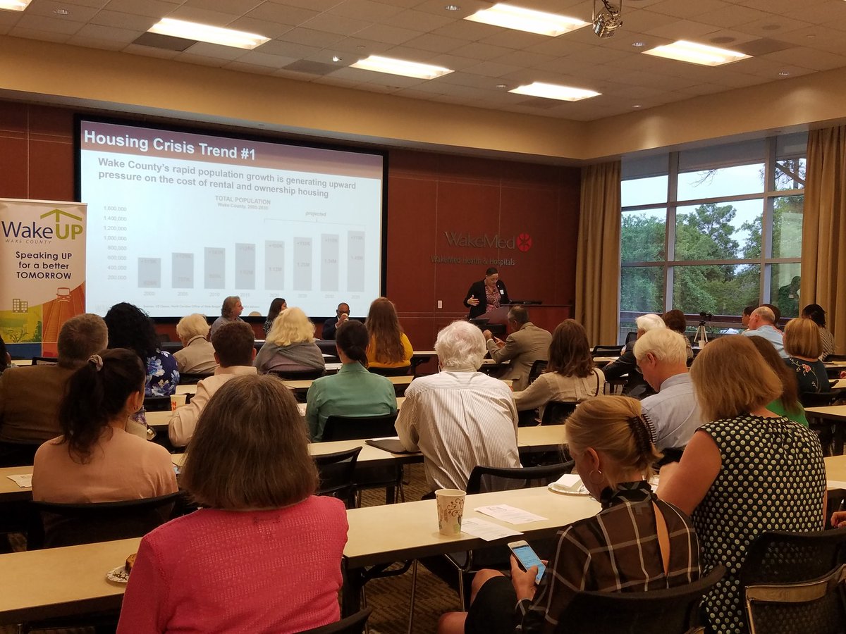 SaraMerzNC's tweet photo. Thanks to @wakeupwake for hosting 100 of us to hear about @WakeGOV's investment in affordable housing! https://t.co/DMdfLhF4cC