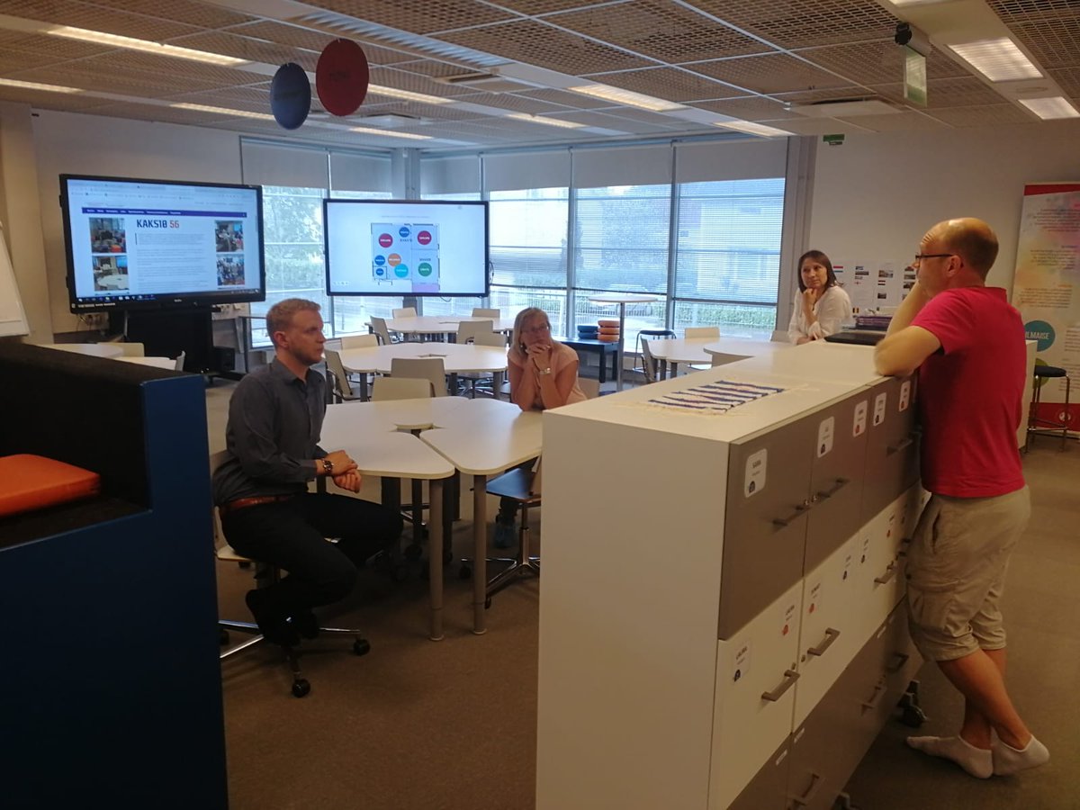 FclabFi's tweet photo. Aivar Hiio & co from the Estonian Innovation Centre #HITSA visited FCLab Tampere yesterday! We were happy to meet colleagues from Estonia and also to bring #Hitsa and #Yeseco together! https://t.co/nysZU0JNe0 https://t.co/qqV8oozAAf