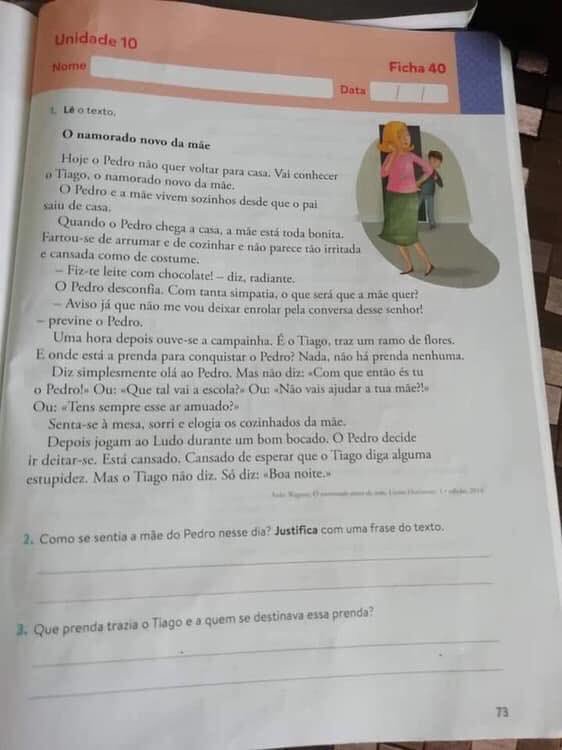 brito_fdx's tweet photo. Quando eu era novo aprendia-se a ler e escrever na escola.

Hoje em dia aprende-se que a mãe:

+ está solteira
+ está irritada
+ traz homens para casa.

Pergunta:
É este o Portugal que queremos nas nossas escolas?

(foto de um livro do 1º ciclo) https://t.co/2N2VMtXIW8