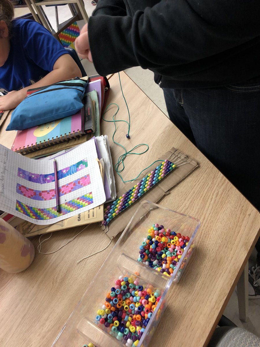 Working on our wampum belts in class today. Each one tells a story about that student.  <a href="/ElginEagles/">Elgin Eagles</a> <a href="/GEDSB/">Grand Erie District School Board</a>