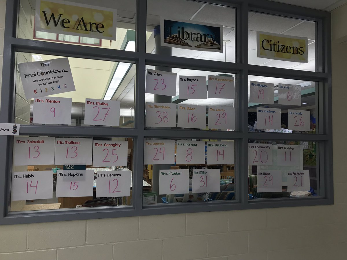 @WestchesterElem Ss have checked out 22,000 books this year!! But now it’s time for the #finalcountdown before #summercheckout begins! Which class will get all of their books returned first??