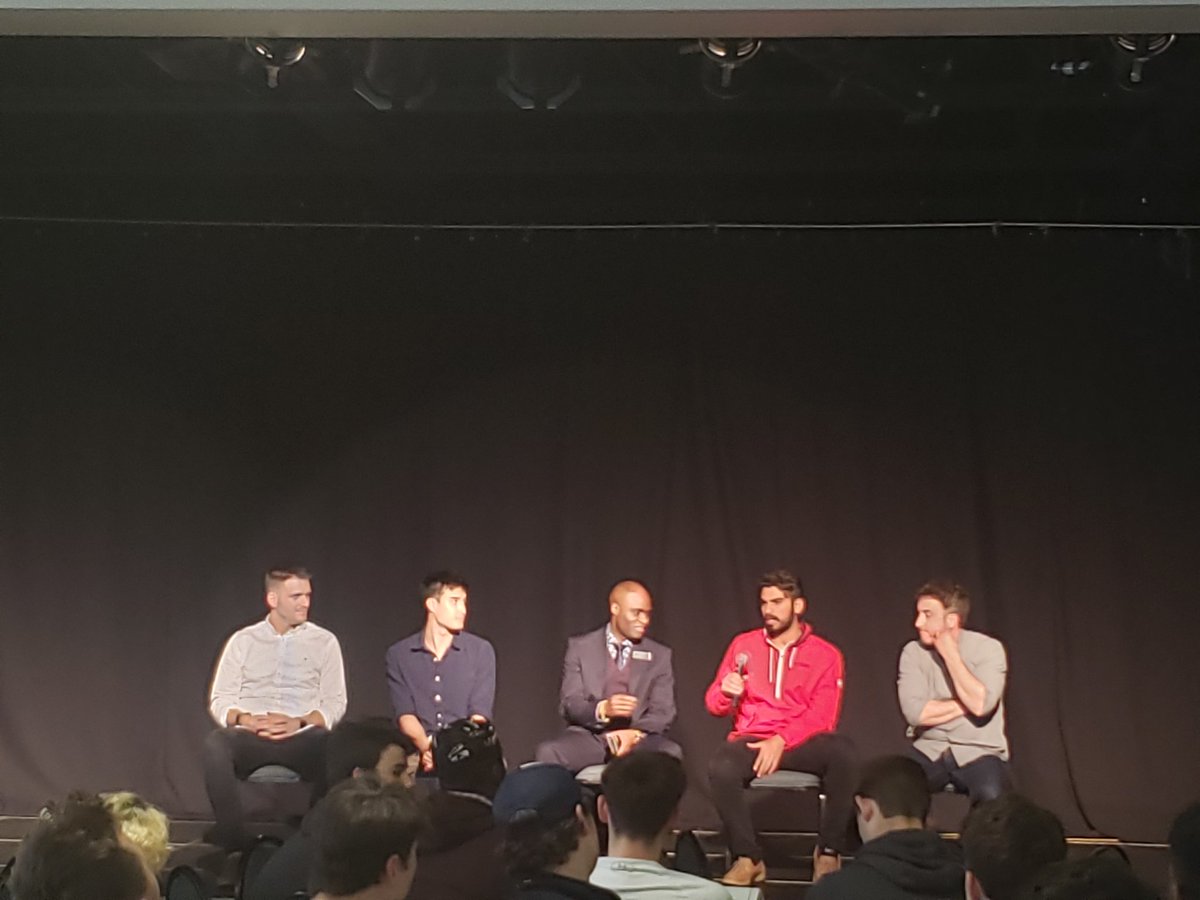 Question time with a panel of amazing leaders in our community. Now that these young men are inspired to make change...let's put some ideas into action into schools and communities. @TVDSBSafeSchool <a href="/Oakridge_SS/">OakridgeSS</a> <a href="/luso_london/">LUSO Community Services</a> <a href="/ManUpLDHSS/">ManUp Inspire</a> #FathersDayB19 ^KM
