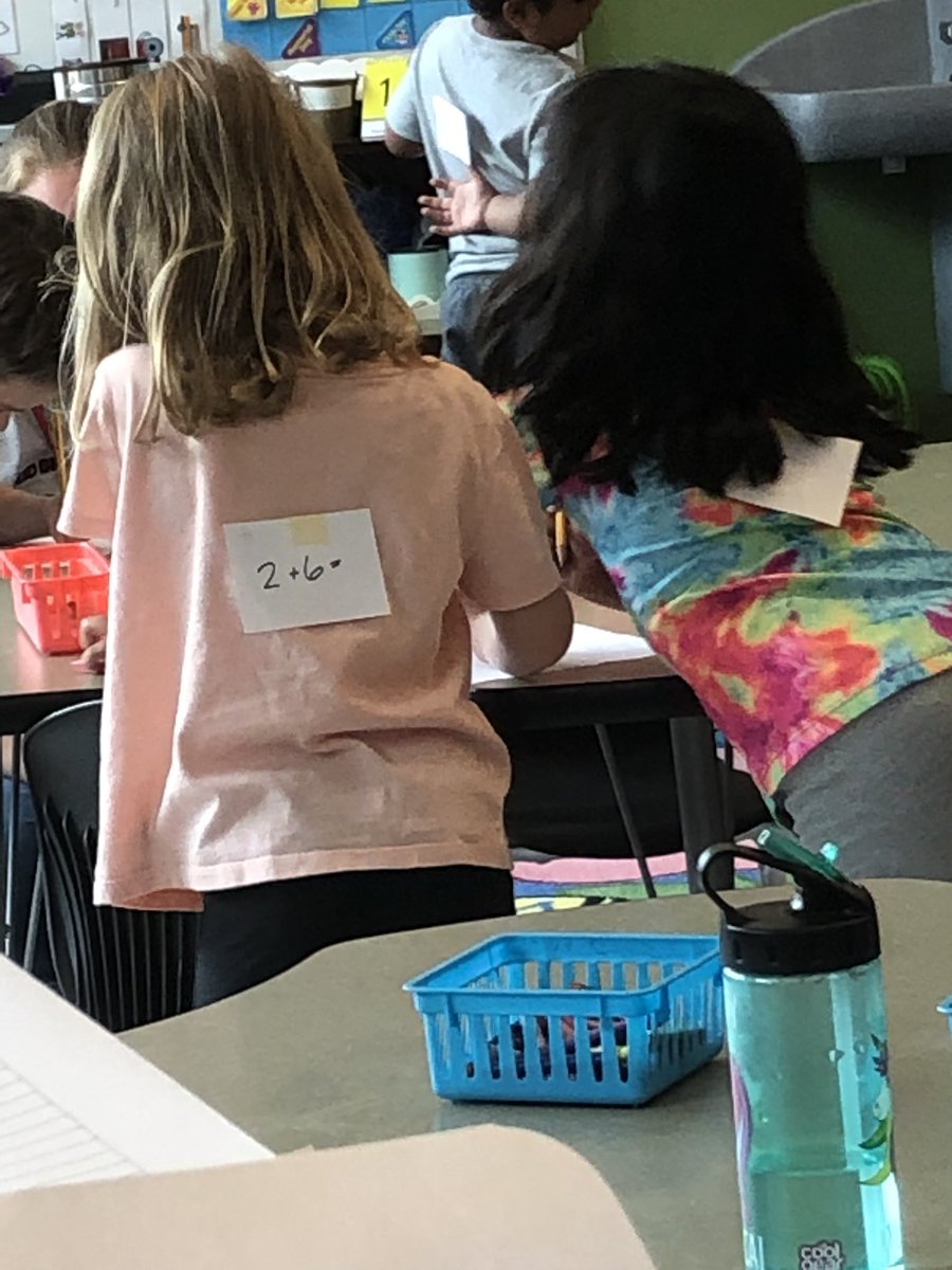 MissBKteach's tweet photo. Day 165: Math Equation review game.... equations on their backs... collect all the equations! ##CBHLC Kindergarten #mathfactsfun #15daystil1stgrade https://t.co/lHYSQmTpqd