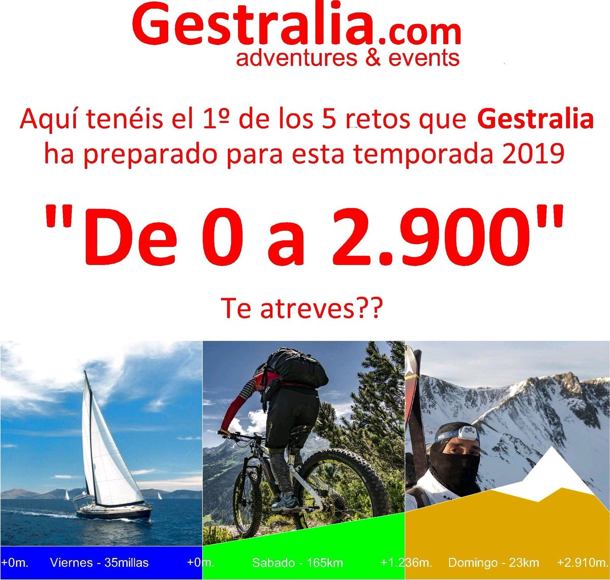 TenaSergi's tweet photo. RETO: "De 0 a 2.900" 
El gran desafío entre el mar y la montaña. Sólo apto para auténtic@s aventurer@s. +info https://t.co/mb2c6f5gkb https://t.co/8kbotre7nJ